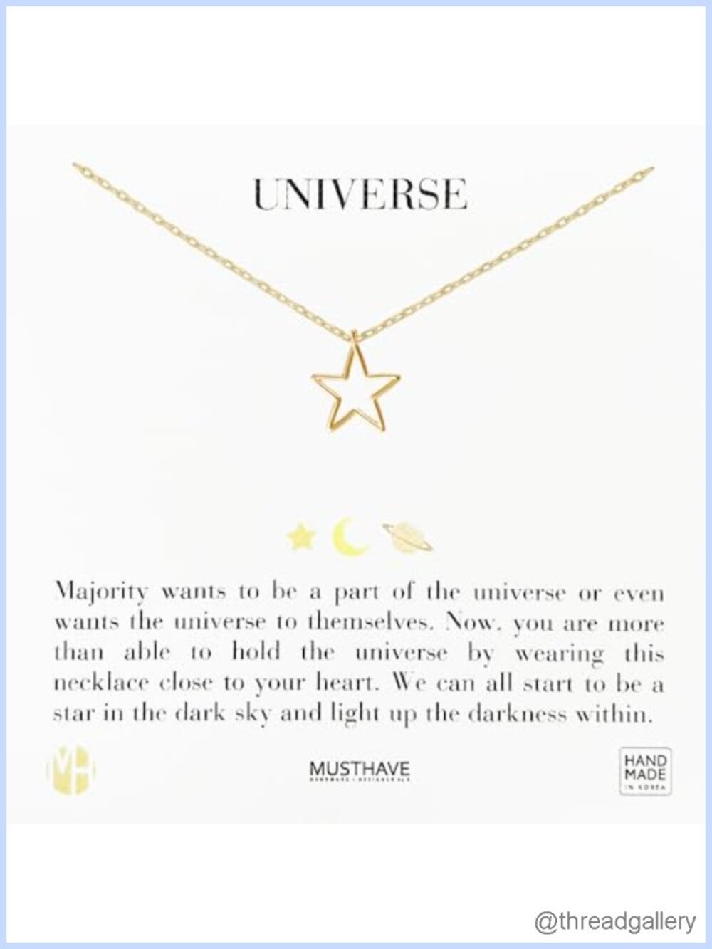 18K Gold Plated Star Necklace Dainty Celestial Pendant 16+2 Inch